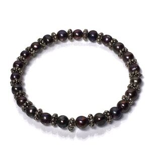 Peacock Black Freshwater Pearl 
Stretch Bracelet 5mm Pearls